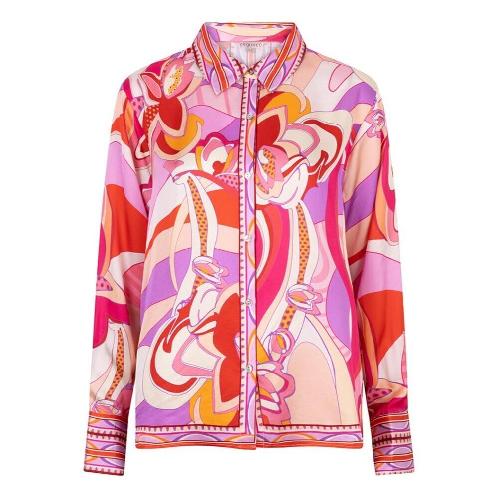 NWT ESQUALO Solara Colorful Print Satin Blouse - Picture 4 of 8
